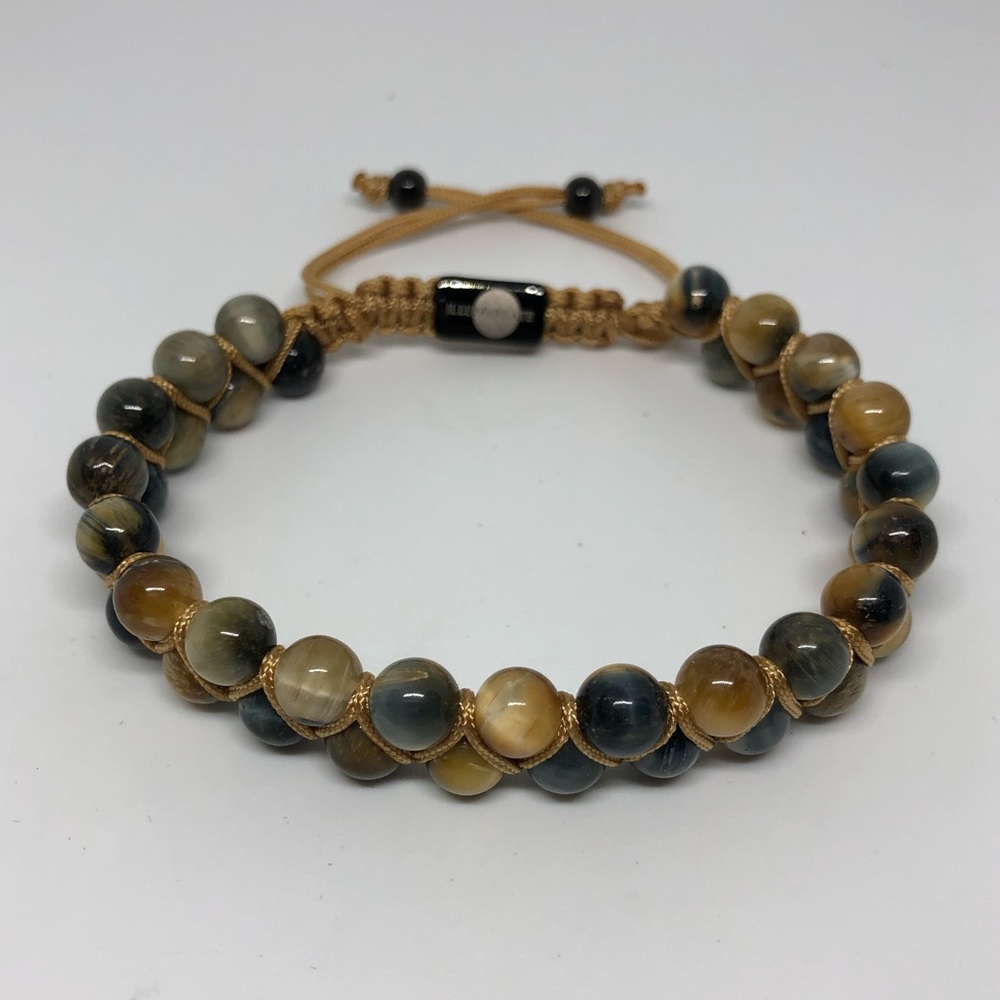 Natural Blue/Gold Tigers Eye Gemstone Bracelet